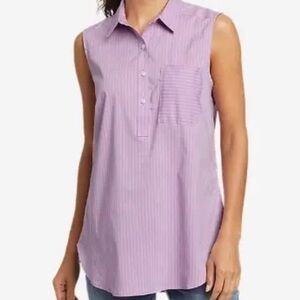 PS Eddie Bauer Sleeveless Lavender Button Down Shirt